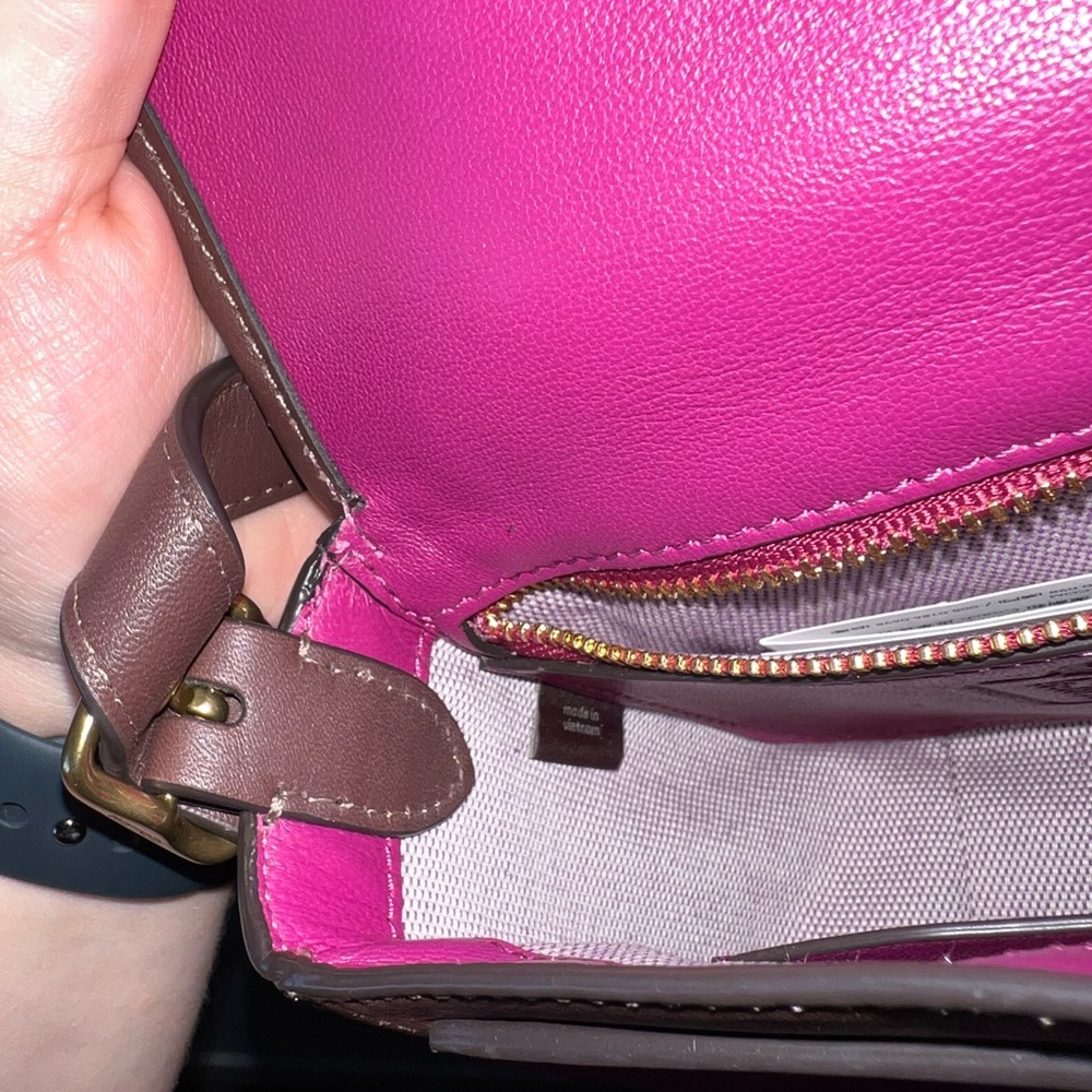 Coach Original Leather Magenta and Brown Crossbody Bag - EUC - No Call Outs - Picture 10 of 14